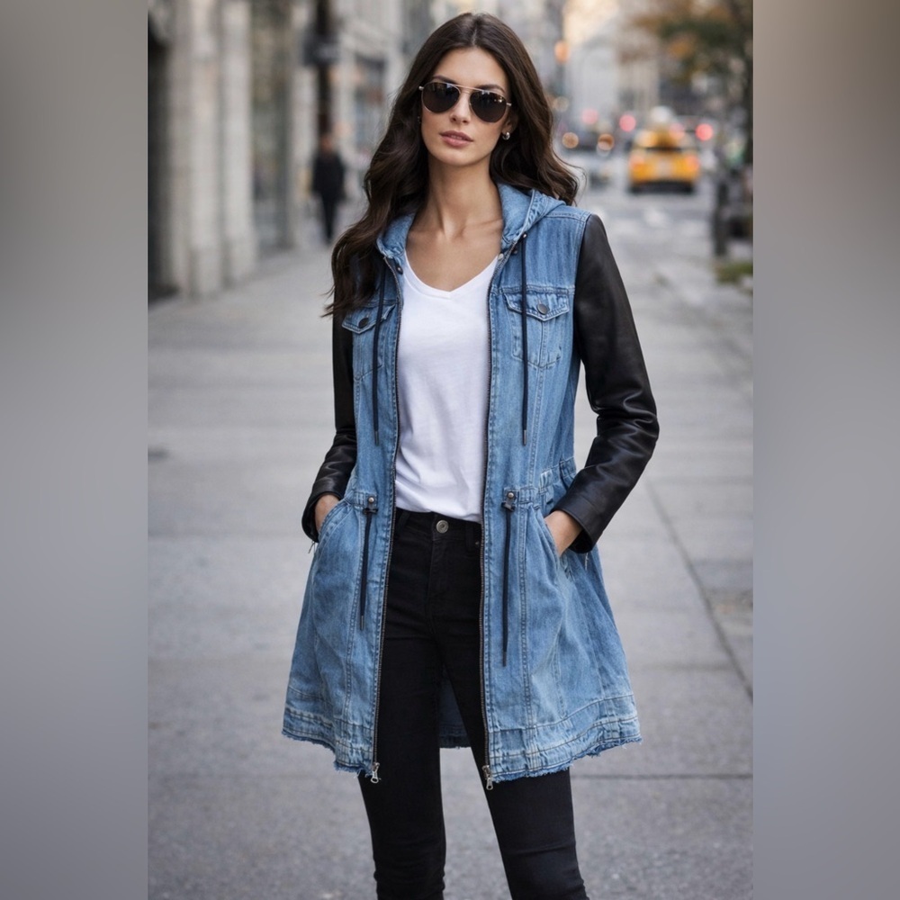 Blank NY denim/faux leather jacket